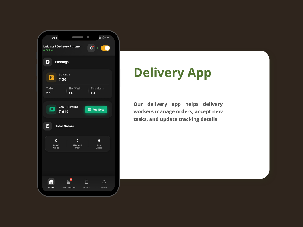 Lakmart Delivery Boy App Preview